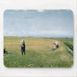 Children and Young Girls picking Flowers Mouse Mat