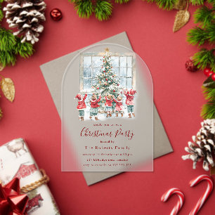 Children around the Tree Christmas Party Acrylic Invitations