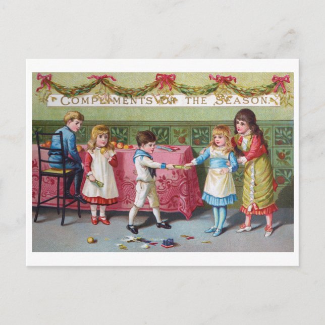 Children at Christmas Party - Vintage Image Postcard (Front)
