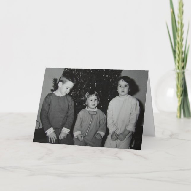 Children at Christmas Vintage Photo Holiday Card (Front)