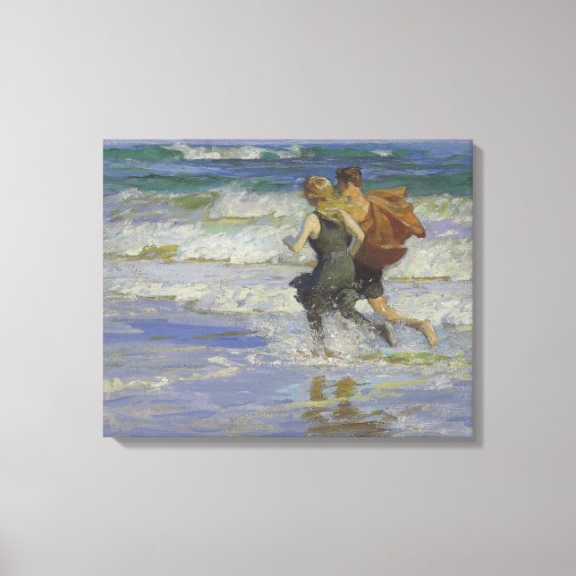 Children at the Beach (by Edward Henry Potthast) Canvas Print (Front)