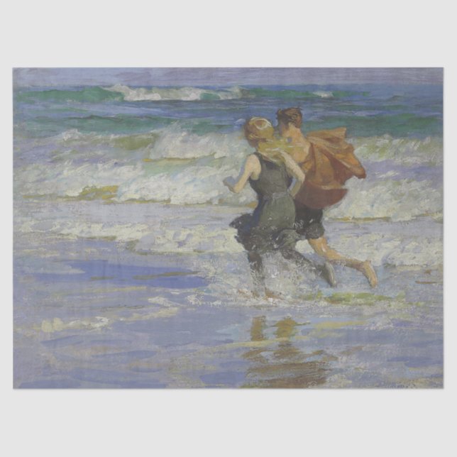 Children at the Beach (by Edward Henry Potthast) Tissue Paper (Front)