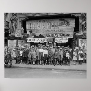 Children at the Movies, 1925. Vintage Photo Poster