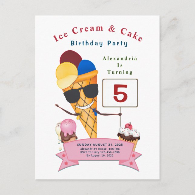 Children Birthday Party Fun Cute Invitation Postcard (Front)