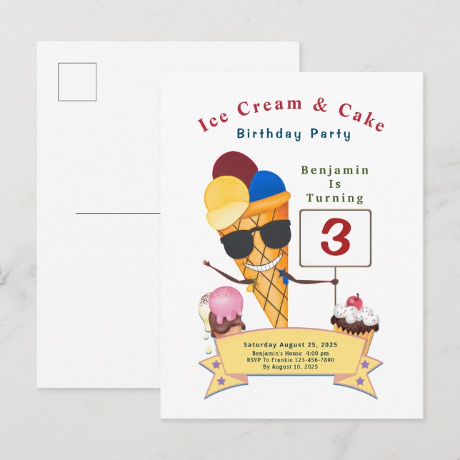Children Birthday Party Fun Cute Invitation Postcard (Front/Back)