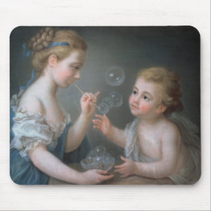 Children blowing bubbles mouse mat