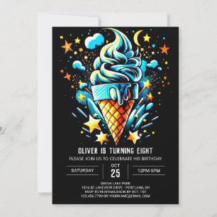 Children Blue Sprinkles Boy Ice Cream Birthday Invitation
