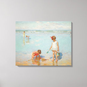 Children by the Sea (Summer Beach Scene) Canvas Print