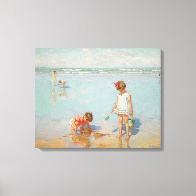 Children by the Sea (Summer Beach Scene) Canvas Print (Front)