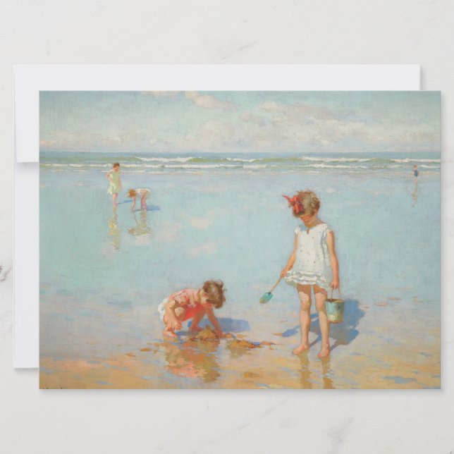 Children by the Sea (Summer Beach Scene) Card (Front)