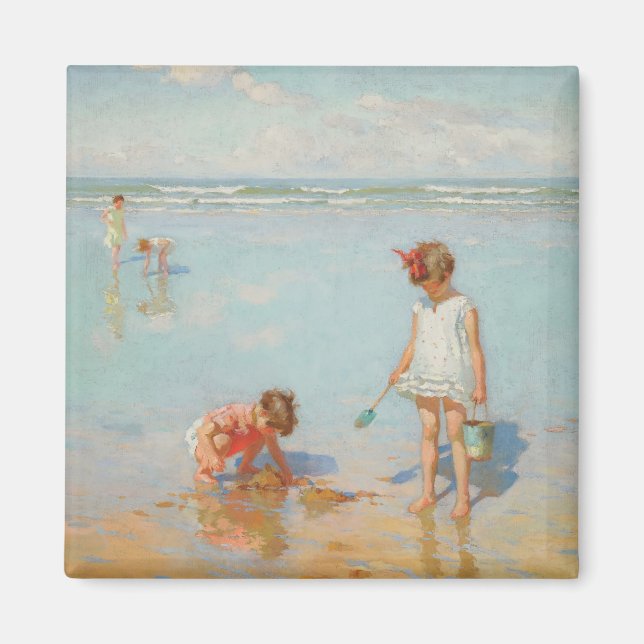 Children by the Sea (Summer Beach Scene) Magnet (Front)