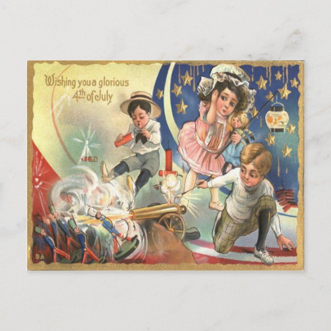 Children Cannon Fireworks Toy Soldiers Postcard (Front)
