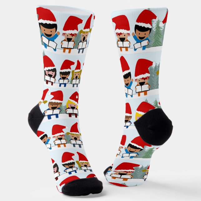 Children Carolers Christmas Socks (Angled)