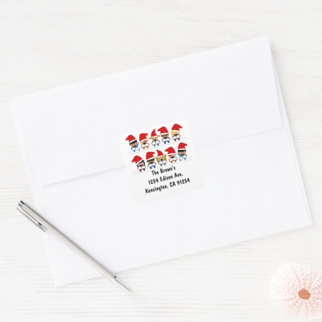 Children Carolers Christmas  Square Sticker (Envelope)