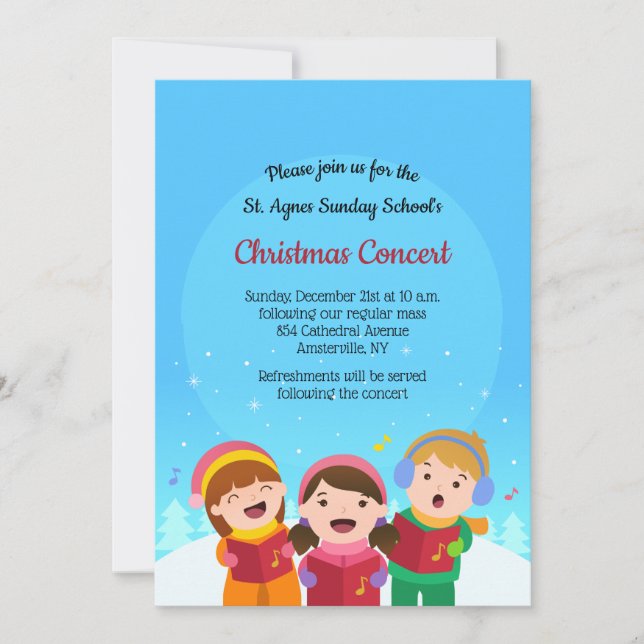 Children Carolling Holiday Invitation (Front)