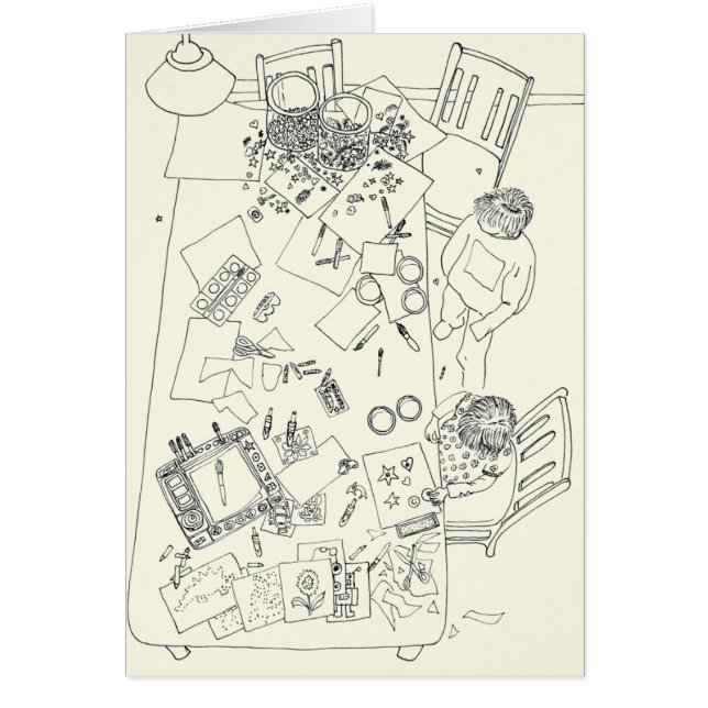 Children Creative Mess Funny Family Line Drawing (Front)