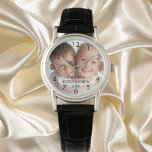 Children custom photo names year mum watch<br><div class="desc">Add Your own favourite photo.  Black numbers. A white photo overlay. Personalise and add their names and year,  black letters.
Perfect for your mother,  mum</div>