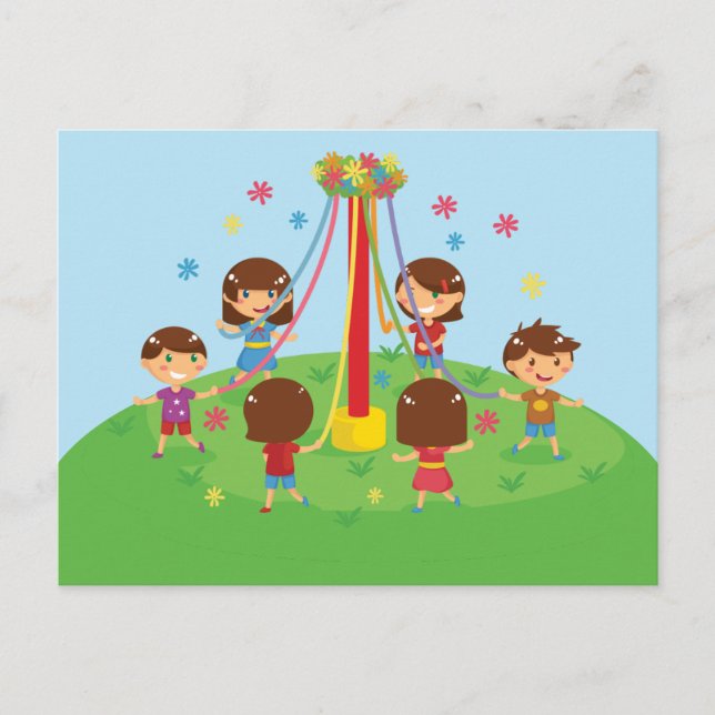 Children Dancing around Maypole Postcard (Front)