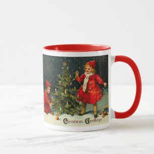 Children decorating the Christmas tree Mug