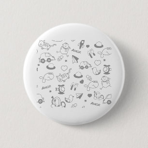 Children Drawings Baby Fish Cat Pattern Car Book 6 Cm Round Badge