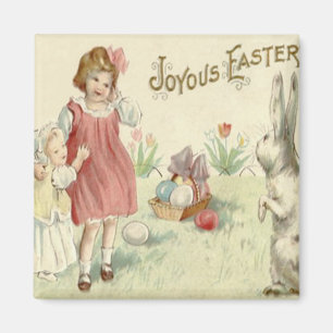 Children Easter Bunny Basket Coloured Eggs Magnet