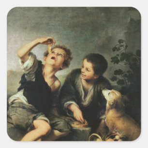 Children Eating a Pie, 1670-75 Square Sticker
