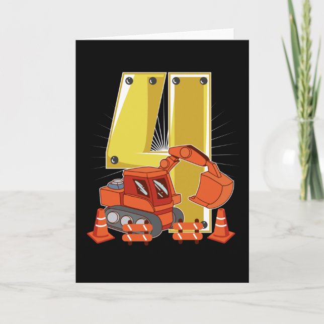 Children excavator 4th birthday Children Card (Front)