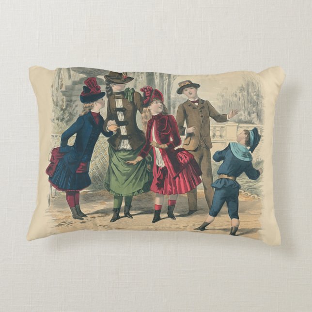 Children Family Antique Victorian Chilld Decorative Cushion (Back)