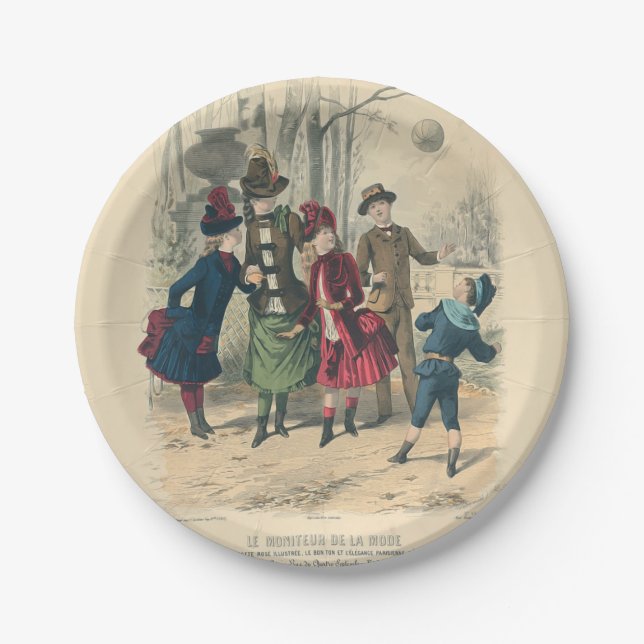 Children Family Antique Victorian Chilld Paper Plate (Front)