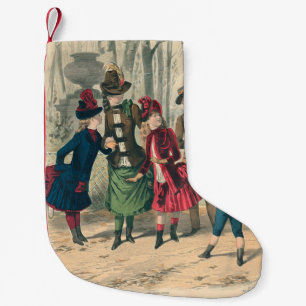 Children Family Antique Victorian Chilld Small Christmas Stocking