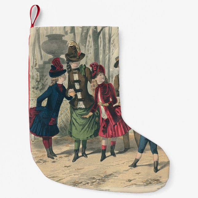 Children Family Antique Victorian Chilld Small Christmas Stocking (Front)