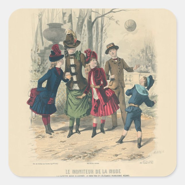 Children Family Antique Victorian Chilld Square Sticker (Front)