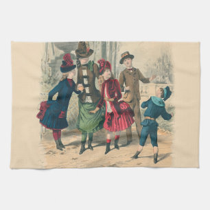 Children Family Antique Victorian Chilld Tea Towel