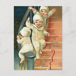 Children filled with joy of Christmas Holiday Postcard