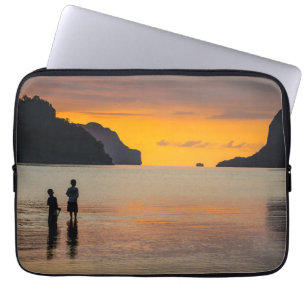 Children Fishing At Sunset Laptop Sleeve