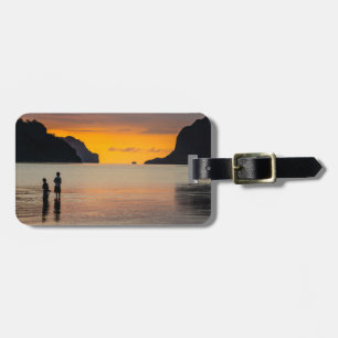 Children Fishing At Sunset Luggage Tag