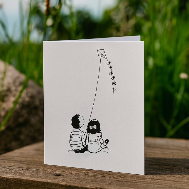 Children Flying A Kite Greeting Cards (Creator Uploaded)