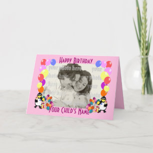 Children funny cartoon animals & balloons card