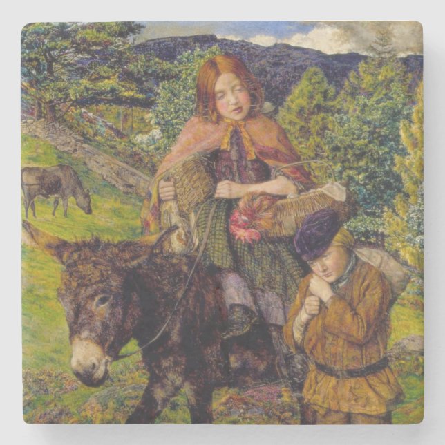 Children Going to Market (by John Lee) Stone Coaster (Front)