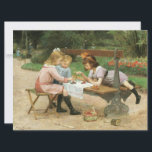 Children Having Afternoon Tea in the Park Card<br><div class="desc">This design features a painting by the French artist Victor Gabriel Gilbert (1847–1933). It shows children having a picnic in a Paris park. There are two girls and one boy. The kids are sitting on both sides of a bench; one girl is lying across it. They have a tablecloth and...</div>