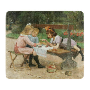 Children Having Afternoon Tea in the Park Cutting Board