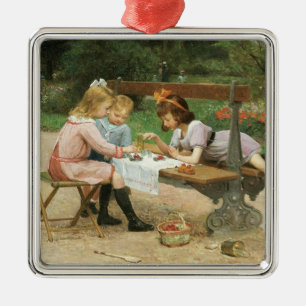 Children Having Afternoon Tea in the Park Metal Tree Decoration