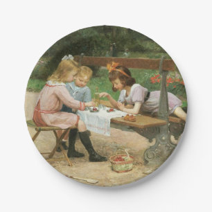Children Having Afternoon Tea in the Park Paper Plate