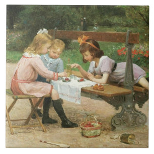 Children Having Afternoon Tea in the Park Tile