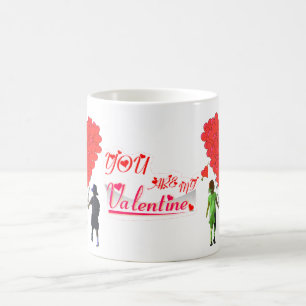 Children holding hands & heart shaped balloons coffee mug