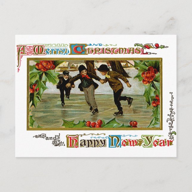 Children Iceskating Postcard (Front)