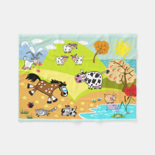 children illustration fleece blanket