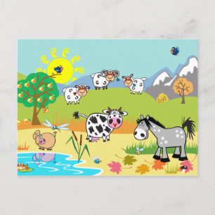 children illustration postcard