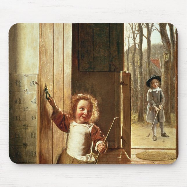 Children in a Doorway with 'Colf' Sticks Mouse Mat (Front)