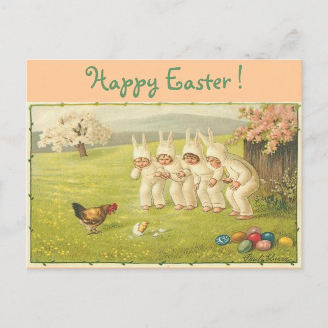 Children in Bunny Suits Holiday Postcard (Front)